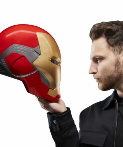 Casco electrónico Iron Man ideal para cosplay y exposiciones de colección