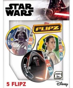 Sobre coleccionable Star Wars Flipz oficial con 5 Flipz de batalla
