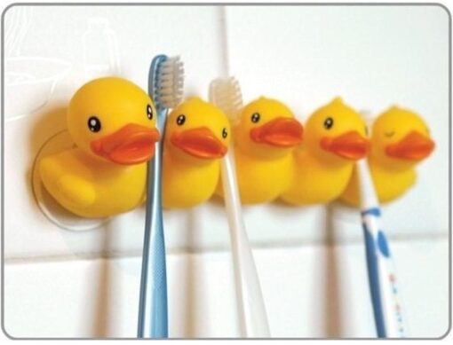 PORTACEPILLOS DE DIENTES PATITOS CON VENTOSAS, SOPORTE CEPILLOS DE DIENTES BAÑO - Imagen 3