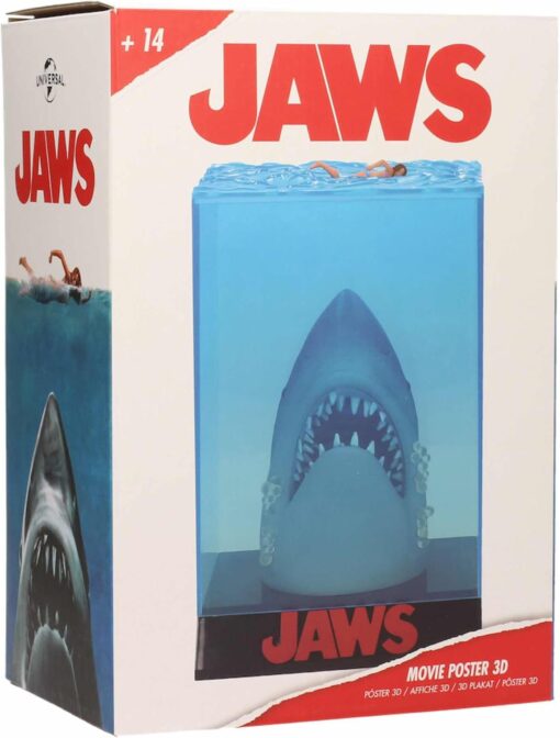 FIGURA JAWS MOVIE POSTER 3D TIBURÓN FIGURA DIORAMA 28cm PORTES 3D UNIVERSAL - Imagen 2