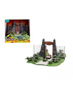 escena miniatura jurassic park puerta icónica colección