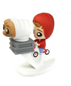 mini figura e.t. y elliot en bicicleta pokis sd toys 7 cm goma pvc