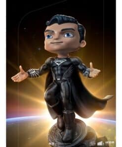figura coleccionista superman traje negro justice league minico iron studios 18 cm pvc