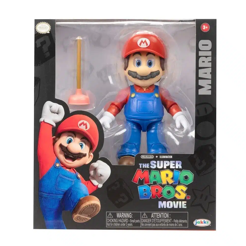 Jakks Pacific The Super Mario Bros Movie Mario figura 5 pulgadas con desatascador coleccionable.
