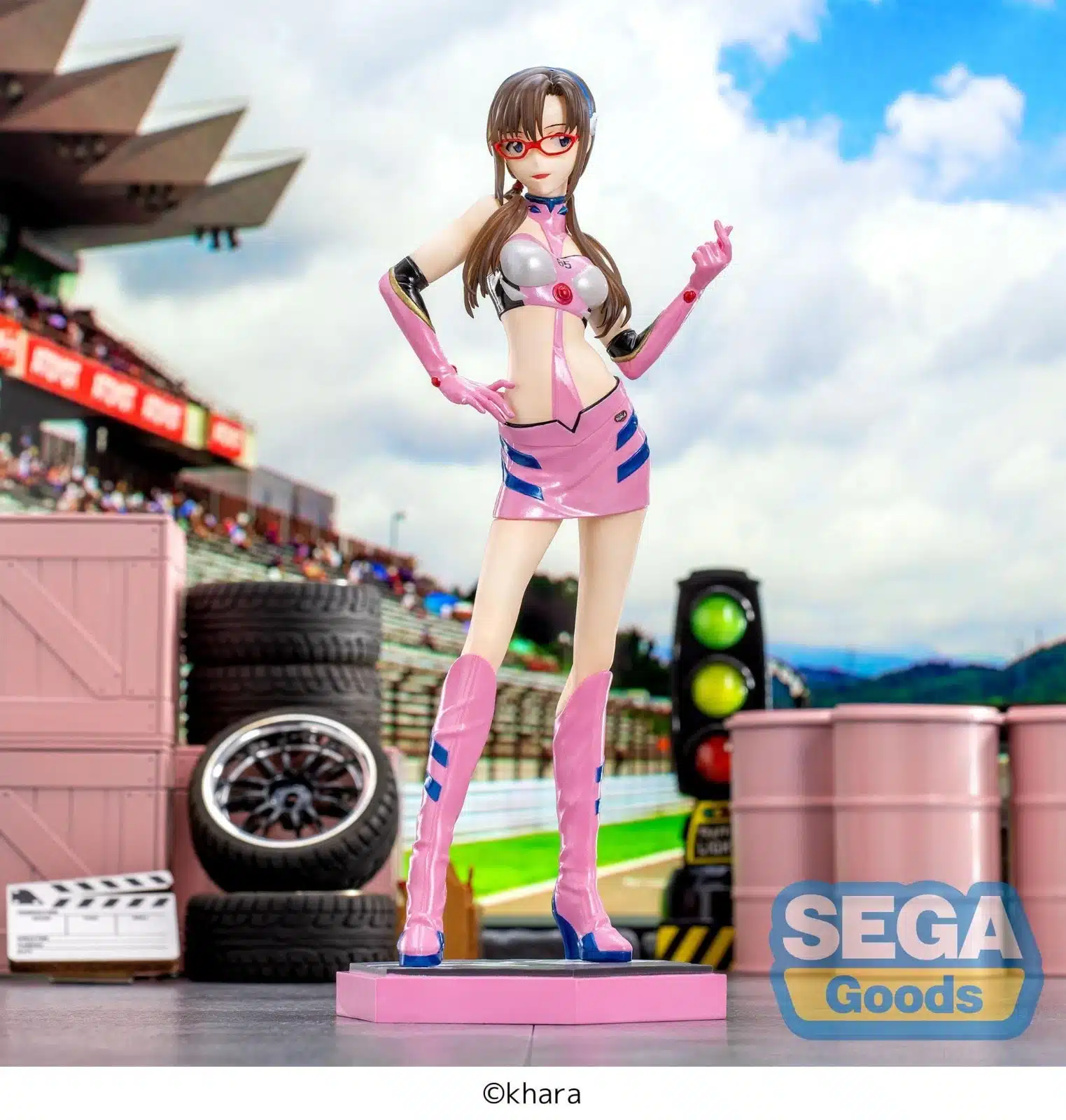 SEGA Luminasta Mari Makinami Pit Walk Evangelion Racing figura 21 cm diseño dinámico.