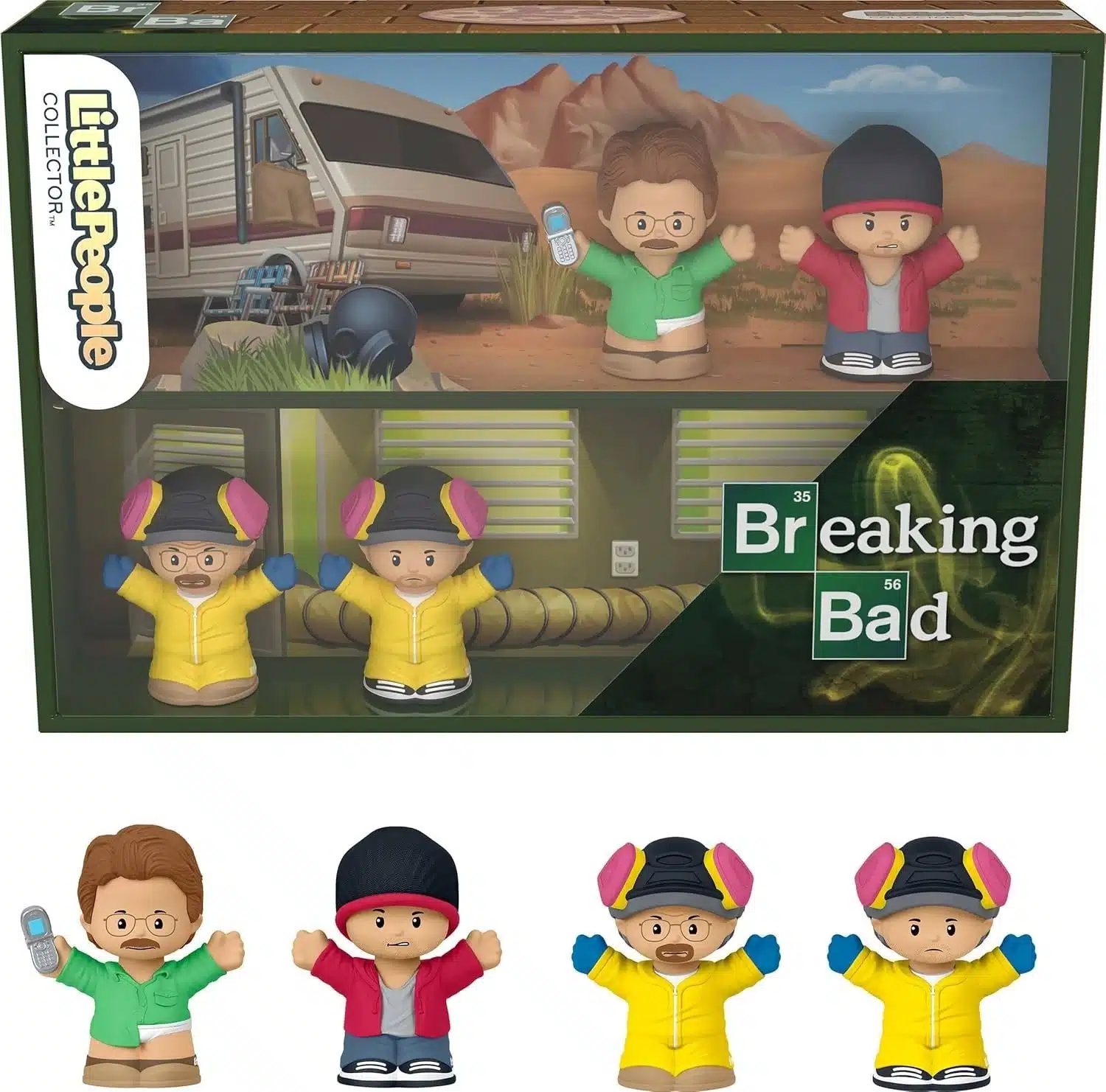 Breaking Bad Little People Collector Set 4 figuras diseño estilizado coleccionable.