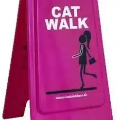Cartel Letrero de Suelo Rosa Cat Walk señal decorativa precintada.