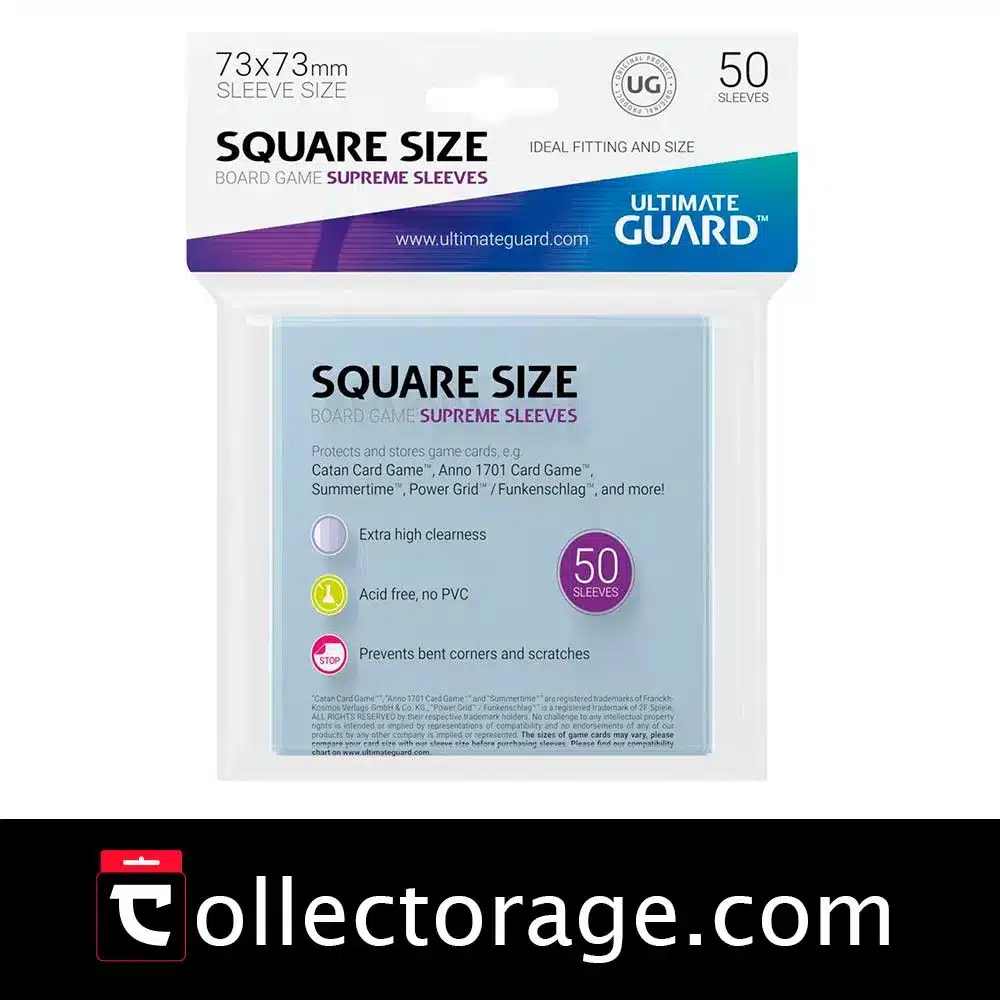 Funda Cartas Square Size 73 x 73 mm para juegos de mesa con cartas cuadradas ideal para proteger y conservar tu colección.