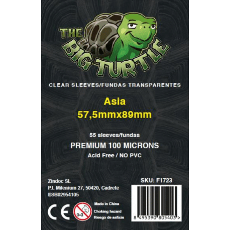 The Big Turtle Fundas Asia Premium 57,5 x 87 mm para juegos de mesa ideales para proteger cartas tamaño Asia.