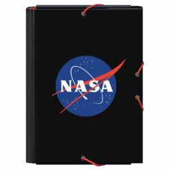Carpeta NASA Dohe Negra con logo espacial ideal para organizar documentos en estudio y oficina.