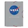 Carpeta NASA Grey 3 solapas de cartón forrado con diseño espacial ideal para organizar documentos.