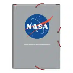 Carpeta NASA Grey 3 solapas de cartón forrado con diseño espacial ideal para organizar documentos.