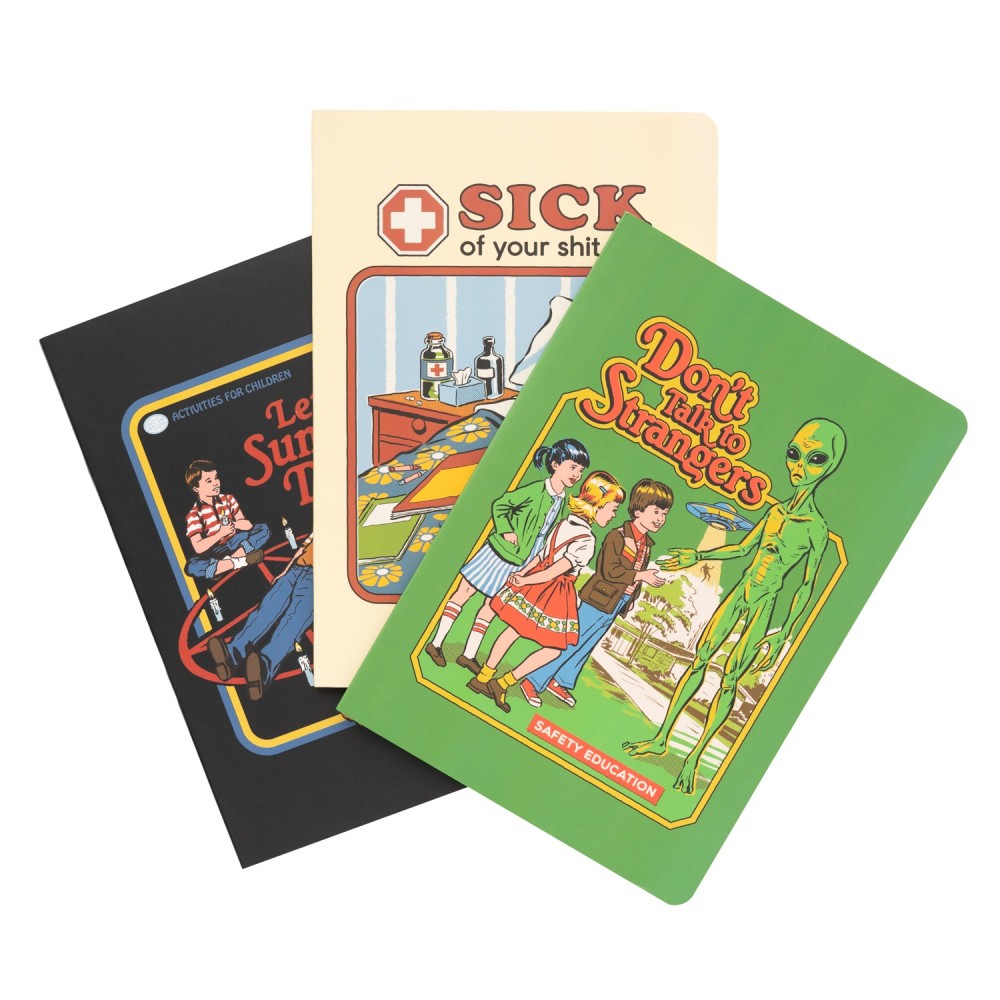 Cuadernos Steven Rhodes A5 pack de 3 con diseño retro ideal para estudio y oficina con estilo friki.
