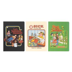 Cuadernos Steven Rhodes A5 pack de 3 con diseño retro para organización creativa y espacios de estudio.