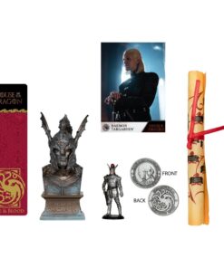 Caja coleccionista Daemon Targaryen ideal para vitrinas frikis y estanterías de fantasía épica.