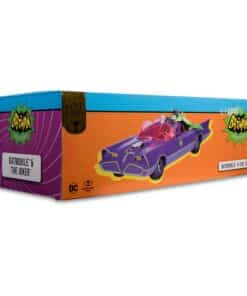 Vehículo Batmobil Joker DC Retro coleccionable con diseño clásico de televisión.