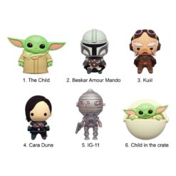 Imanes The Mandalorian 3D Serie 1 coleccionables para decoración galáctica en neveras y superficies metálicas.