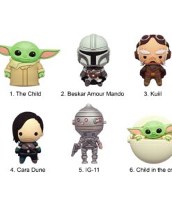 Imanes The Mandalorian 3D Serie 1 coleccionables para decoración galáctica en neveras y superficies metálicas.