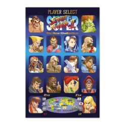 Poster Street Fighter Player Select 61 x 91,5 cm decoración gaming retro.
