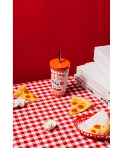 Vaso de Acero Ketnipz diseño Hot N Fresh Pizza merchandising oficial.