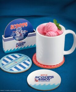 Scoops Ahoy Set 4 Posavasos accesorio decorativo para fans de Stranger Things.