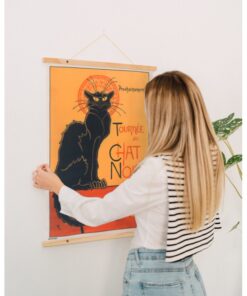 le chat noir decoracion pared madera vintage