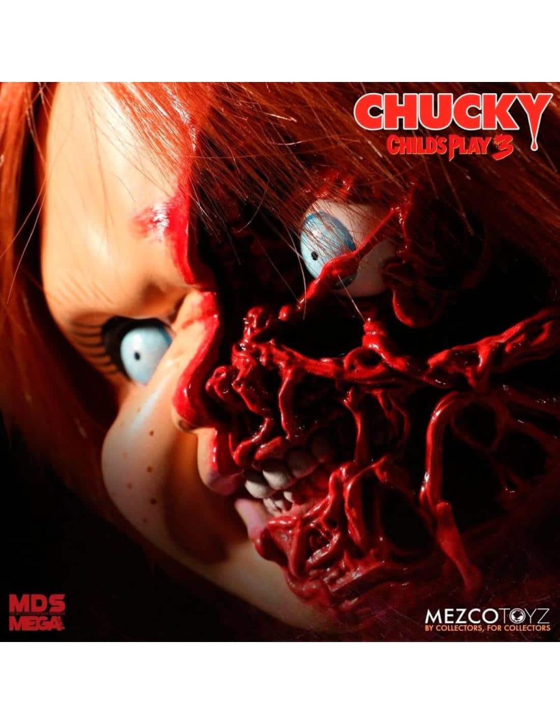 chucky pizza face figura terror mezco toyz 38 cm