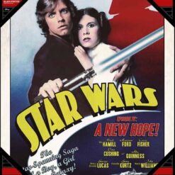 Póster de Vidrio Luke y Leia Star Wars con acabado premium sobre cristal inspirado en los héroes clásicos de la saga.