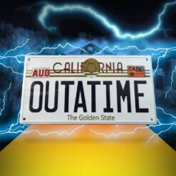 Matrícula OUTATIME Back to the Future cartel metálico DeLorean